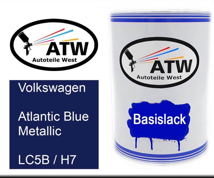 Volkswagen, Atlantic Blue Metallic, LC5B / H7: 500ml Lackdose, von ATW Autoteile West.